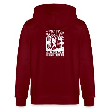 Lustiger Wanderzitat-Wanderer - Stanley/Stella Unisex Bio-Kapuzenjacke CULTIVATOR  - Burgunderrot - Hinten - Anna (173cm)