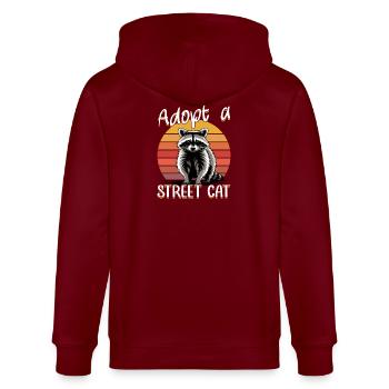 Funny Raccoon - Stanley/Stella Unisex Bio-Kapuzenjacke CULTIVATOR  - Burgunderrot - Hinten - Anna (173cm)