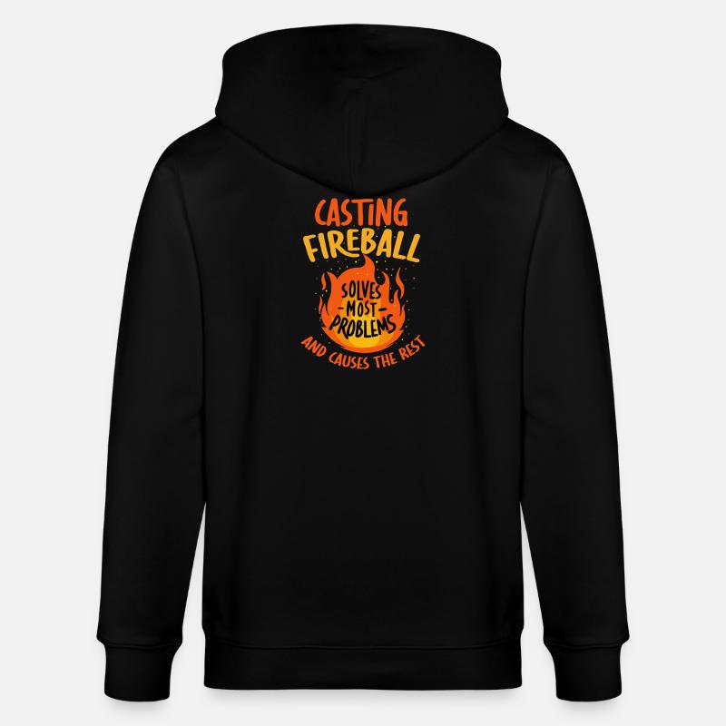 Casting Fireball Solves Problems RPG Gaming  - Stanley/Stella CULTIVATOR  Unisex Organic Hooded Jacket - black