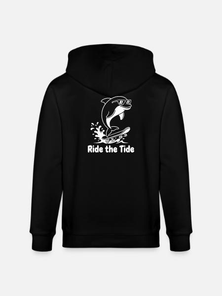 Dolphin Skateboard Wave - Stanley/Stella CULTIVATOR Unisex Organic Hooded Jacket - black
