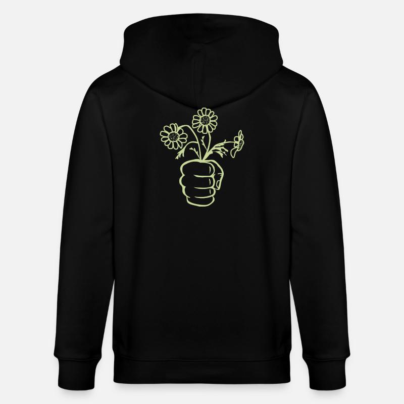 Eine Faust Hand mit Blumenstrauß - Stanley/Stella Unisex Bio-Kapuzenjacke CULTIVATOR  - Schwarz