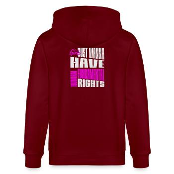 Mädchen Wollen Grundrechte Frauenrechte Menschen - Stanley/Stella Unisex Bio-Kapuzenjacke CULTIVATOR  - Burgunderrot - Hinten - Anna (173cm)