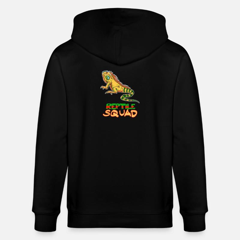 Reptilientrupp Leguan-Crew-Grafik - Stanley/Stella Unisex Bio-Kapuzenjacke CULTIVATOR  - Schwarz