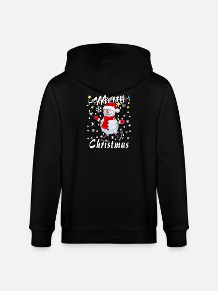 Snowman Merry Christmas - Stanley/Stella CULTIVATOR  Unisex Organic Hooded Jacket - black