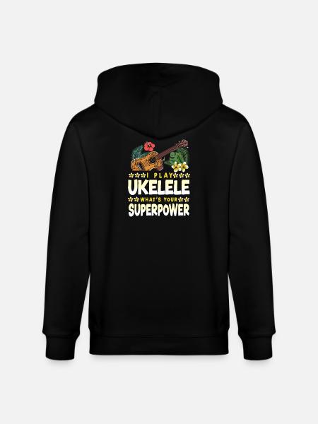 Hawaiian Ukulele Uke I Play - Stanley/Stella CULTIVATOR  Unisex Organic Hooded Jacket - black