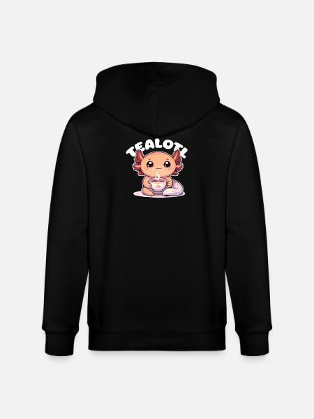 Cute Axolotl Tea Pun Tealotl - Stanley/Stella CULTIVATOR  Unisex Organic Hooded Jacket - black