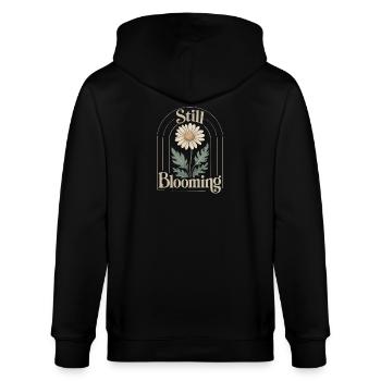 Sanfte Vintage-Margerite - Stanley/Stella Unisex Bio-Kapuzenjacke CULTIVATOR  - Schwarz - Hinten - Anna (173cm)