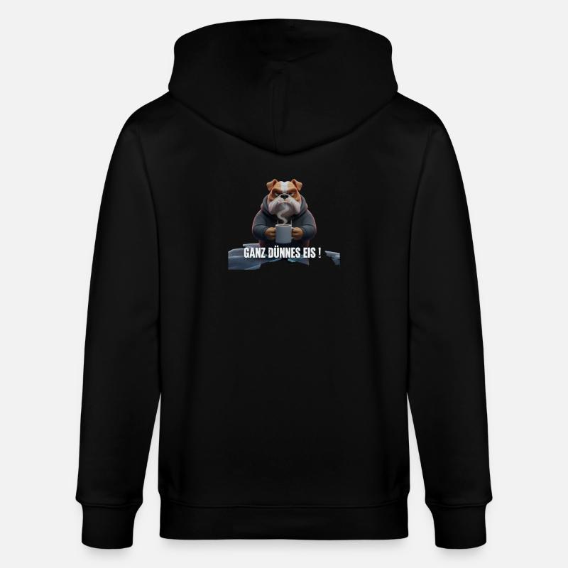 Bulldogge mit Kaffee – Witziges Eis-Motiv - Stanley/Stella Unisex Bio-Kapuzenjacke CULTIVATOR  - Schwarz
