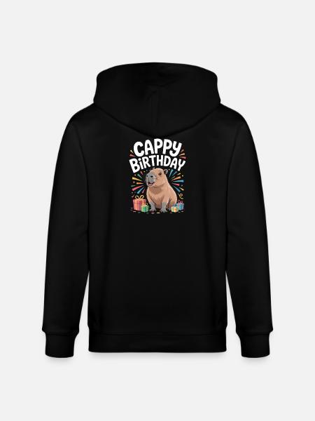 Capybara Birthday Cappy Birthday Funny Capy - Stanley/Stella CULTIVATOR  Unisex Organic Hooded Jacket - black