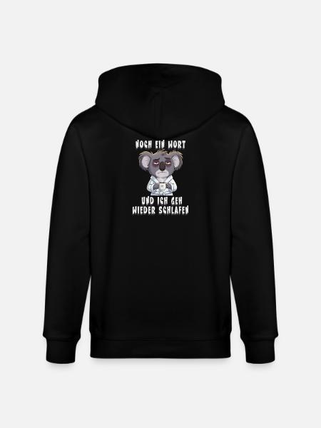 Müder Koala Morgenmuffel Spruch - Stanley/Stella Unisex Bio-Kapuzenjacke CULTIVATOR - Schwarz