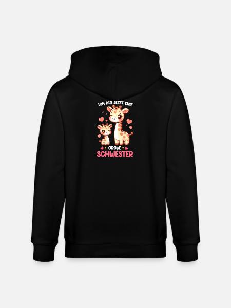 I'm Big Sister Giraffe Sibling - Stanley/Stella CULTIVATOR  Unisex Organic Hooded Jacket - black
