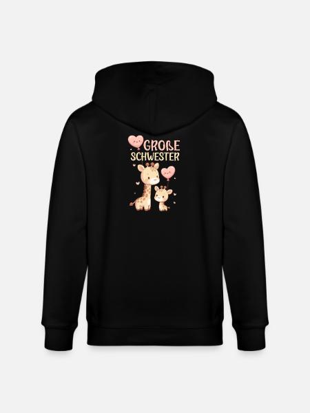 Big Sister Giraffe Sibling - Stanley/Stella CULTIVATOR  Unisex Organic Hooded Jacket - black