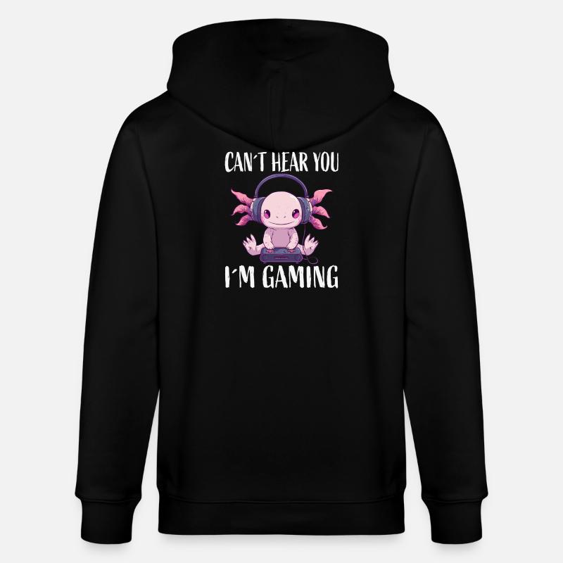 Gaming Axolotl mit Kopfhörern - Stanley/Stella Unisex Bio-Kapuzenjacke CULTIVATOR  - Schwarz