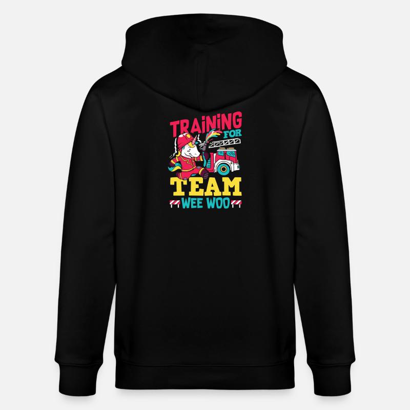 Wee Woo Squad Fire Tiny Firefighter - Stanley/Stella CULTIVATOR Unisex Organic Hooded Jacket - black