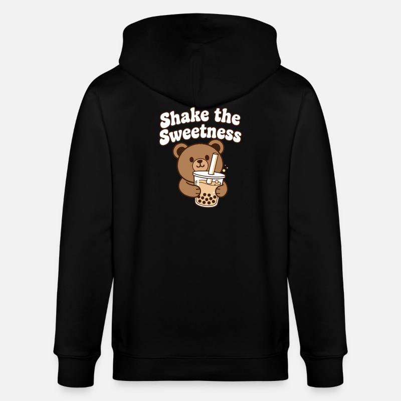 Kawaii Bär mit Bubble Tea - Stanley/Stella Unisex Bio-Kapuzenjacke CULTIVATOR  - Schwarz
