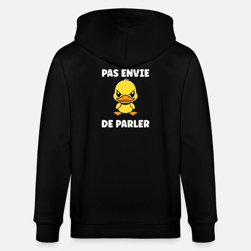 Canard grognon – Pas envie de parler - Veste à capuche bio CULTIVATOR Stanley/Stella Unisexe - noir