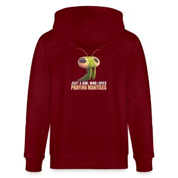 Gottesanbeterinnen Gottesanbeterin - Stanley/Stella Unisex Bio-Kapuzenjacke CULTIVATOR  - Burgunderrot - Hinten - Anna (173cm)