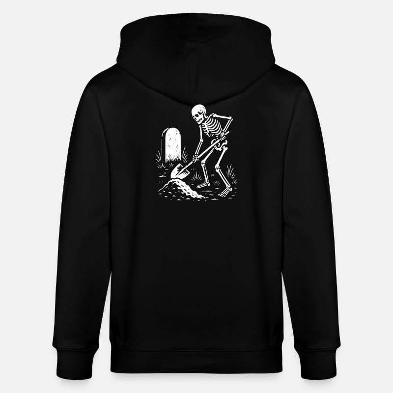 Skeleton Digging in Graveyard - Stanley/Stella CULTIVATOR  Unisex Organic Hooded Jacket - black