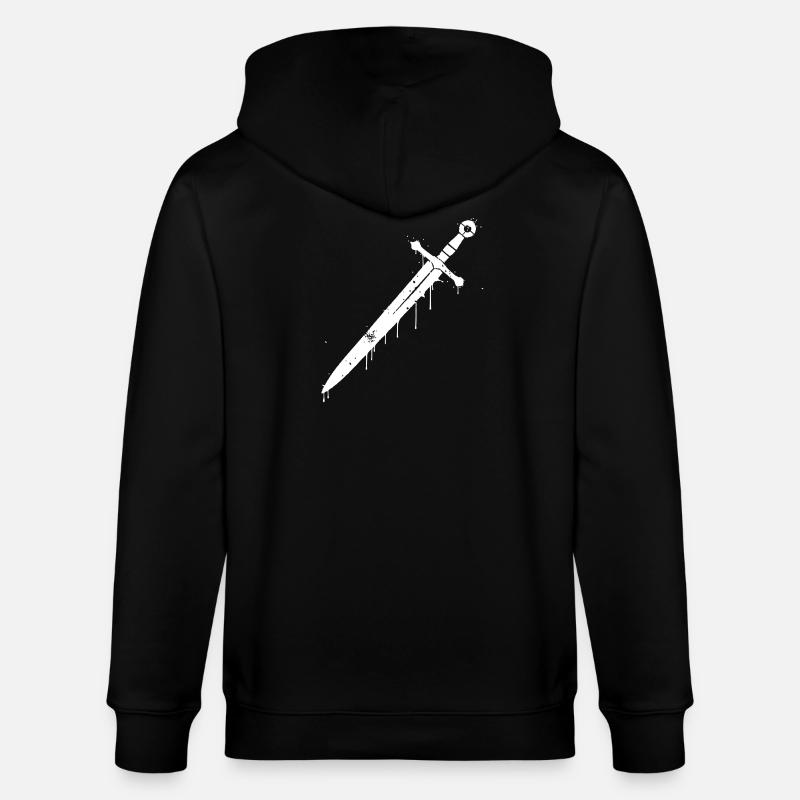 Ritter Schwert Graffiti Mittelalter - Stanley/Stella Unisex Bio-Kapuzenjacke CULTIVATOR  - Schwarz