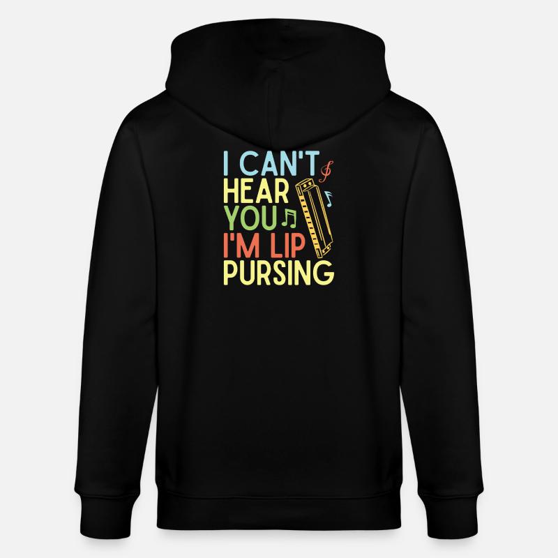 Funny Harmonica Player Lip Pursing Harmonica - Stanley/Stella CULTIVATOR  Unisex Organic Hooded Jacket - black