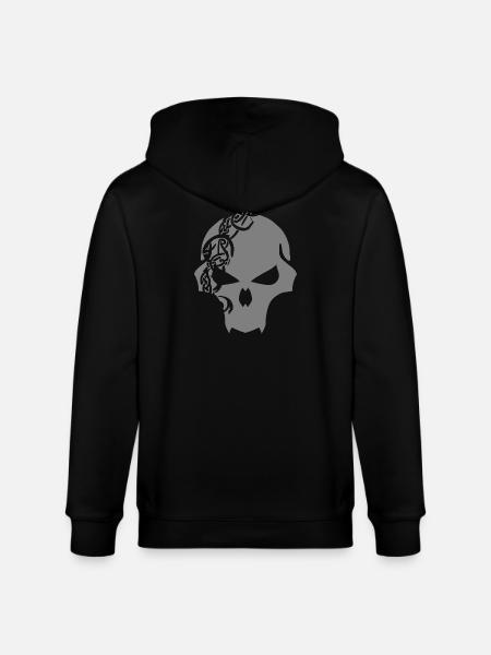 Gothic Skull with Celtic Tribal - Stanley/Stella CULTIVATOR  Unisex Organic Hooded Jacket - black