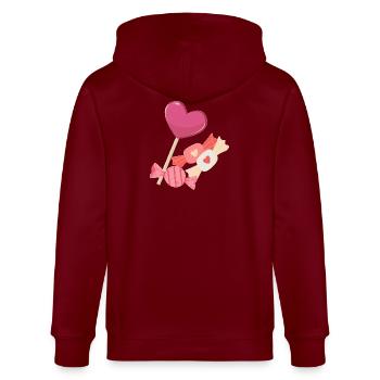 Bonbonherzen - Stanley/Stella Unisex Bio-Kapuzenjacke CULTIVATOR  - Burgunderrot - Hinten - Anna (173cm)