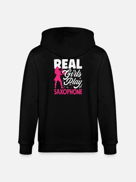 Girl Saxophone Saxophonist Soloist Band Member - Stanley/Stella CULTIVATOR  Unisex Organic Hooded Jacket - black