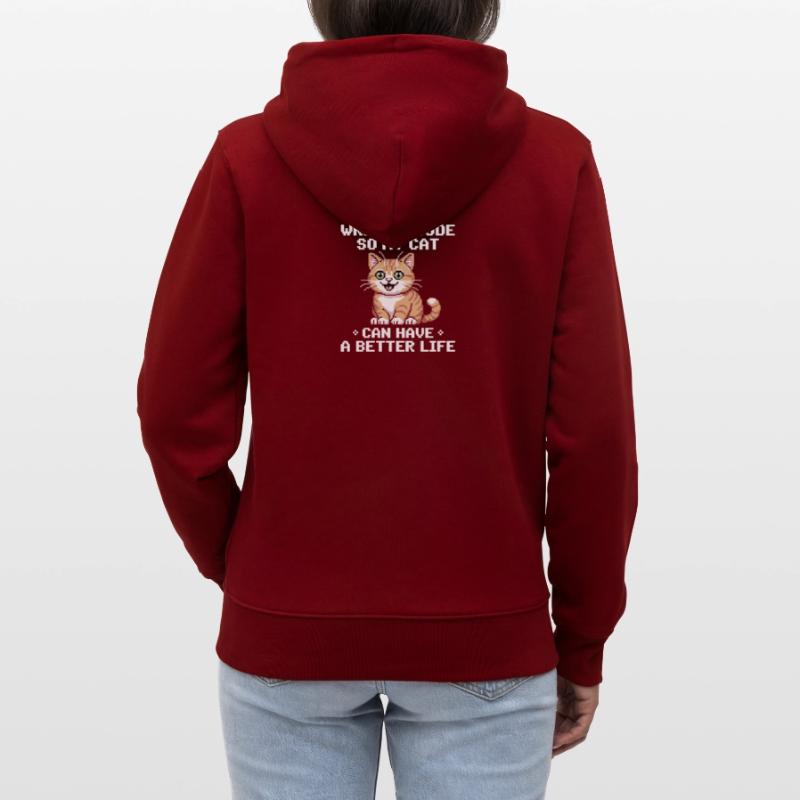 Programming Cat Funny Coding and Cat German Stanley/Stella CULTIVATOR  Unisex Organic Hooded Jacket