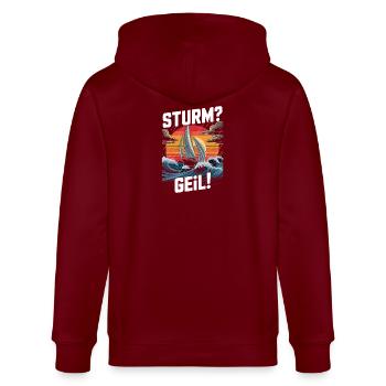  Sturm Geil Segeln Wellen Sonnenuntergang Regatta - Stanley/Stella Unisex Bio-Kapuzenjacke CULTIVATOR  - Burgunderrot - Hinten - Anna (173cm)