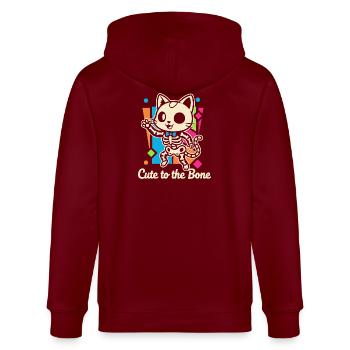 Motif squelette de chat Ronronnement - Veste à capuche bio CULTIVATOR Stanley/Stella Unisexe - bordeaux - Dos - Anna (173cm)