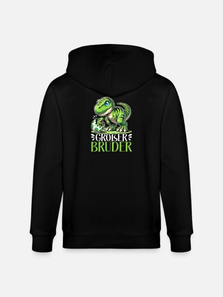 Big Brother Dinosaur Dino Sibling Motif - Stanley/Stella CULTIVATOR  Unisex Organic Hooded Jacket - black