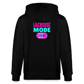 Lacrosse Mode ON - Stanley/Stella Unisex Bio-Kapuzenjacke CULTIVATOR  - Schwarz - Hinten - Anna (173cm)