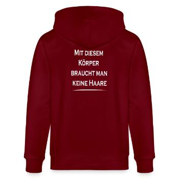With this body, you don't need hair - Stanley/Stella CULTIVATOR  Unisex Organic Hooded Jacket - burgundy - Back - Anna (173cm)