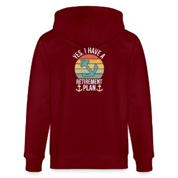 Plain Sailing Boat Retirement Plan Gift - Stanley/Stella Unisex Bio-Kapuzenjacke CULTIVATOR  - Burgunderrot - Hinten - Anna (173cm)