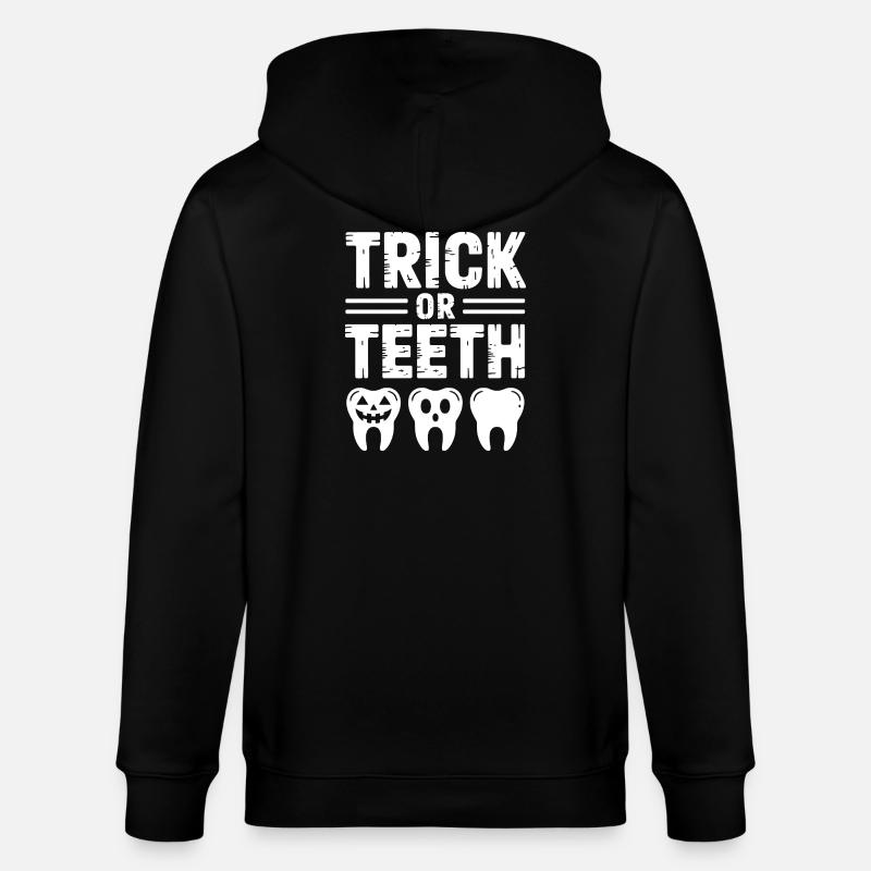 Trick oder Teeth Halloween-T-Shirt - Stanley/Stella Unisex Bio-Kapuzenjacke CULTIVATOR  - Schwarz