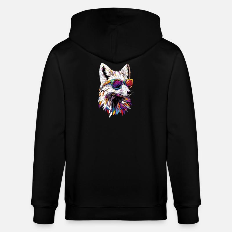 Polarfuchs Schneefuchs Eisfuchs Süßer Weißer Fuchs - Stanley/Stella Unisex Bio-Kapuzenjacke CULTIVATOR  - Schwarz