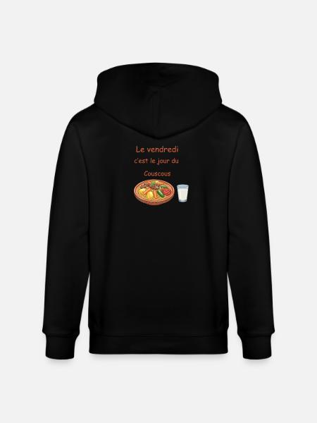 Friday is couscous day - Stanley/Stella CULTIVATOR Unisex Organic Hooded Jacket - black