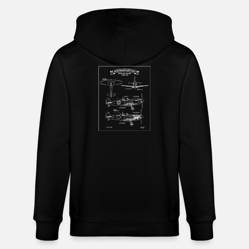 Avions anciens Spitfire Aviation Blueprint - Veste à capuche bio CULTIVATOR Stanley/Stella Unisexe - noir