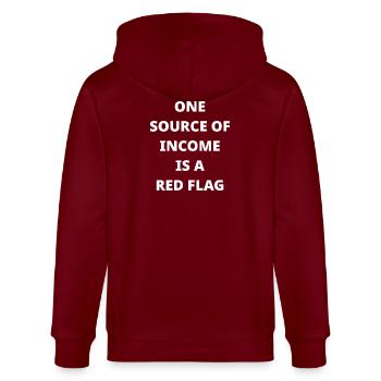 Red Flag Income Graphic - Stanley/Stella CULTIVATOR  Unisex Organic Hooded Jacket - burgundy - Back - Anna (173cm)