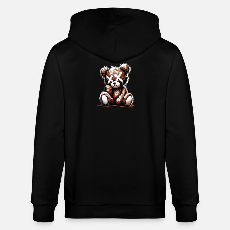 Broken Sad Teddy Graffiti Art - Veste à capuche bio CULTIVATOR Stanley/Stella Unisexe - noir