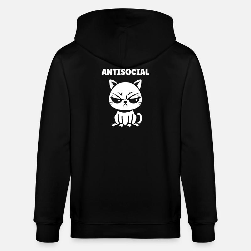 Chat antisocial noir blanc - Veste à capuche bio CULTIVATOR Stanley/Stella Unisexe - noir