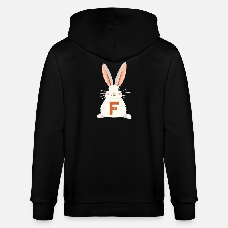 F -Buchstabe - Hase - Personalisierbar - Stanley/Stella Unisex Bio-Kapuzenjacke CULTIVATOR  - Schwarz