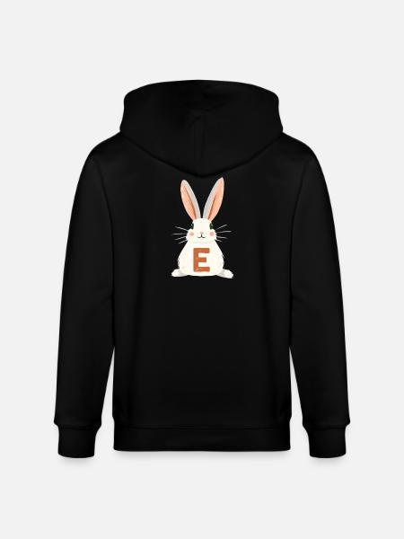 E Letter - Bunny - Personalizable - Stanley/Stella CULTIVATOR Unisex Organic Hooded Jacket - black