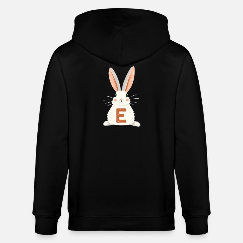 E Letter - Bunny - Personalizable - Stanley/Stella CULTIVATOR  Unisex Organic Hooded Jacket - black