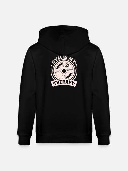 Gym is my therapy – weight plate - Stanley/Stella CULTIVATOR Unisex Organic Hooded Jacket - black