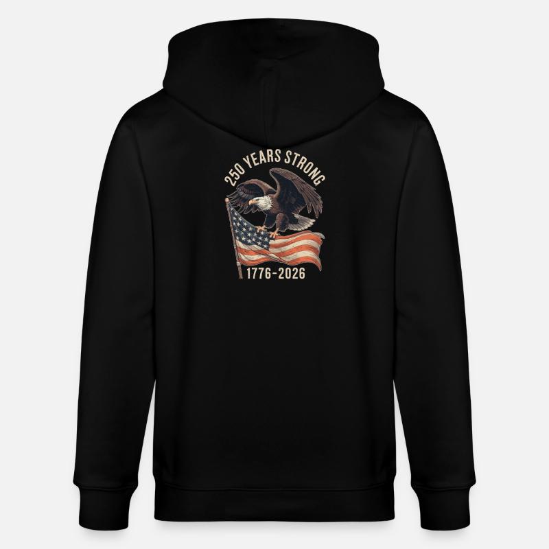 250 ans de force 1776–2026 - Veste à capuche bio CULTIVATOR Stanley/Stella Unisexe - noir
