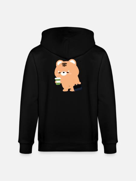 Kawaii Tiger mit Kaffeetasse - Stanley/Stella Unisex Bio-Kapuzenjacke CULTIVATOR - Schwarz