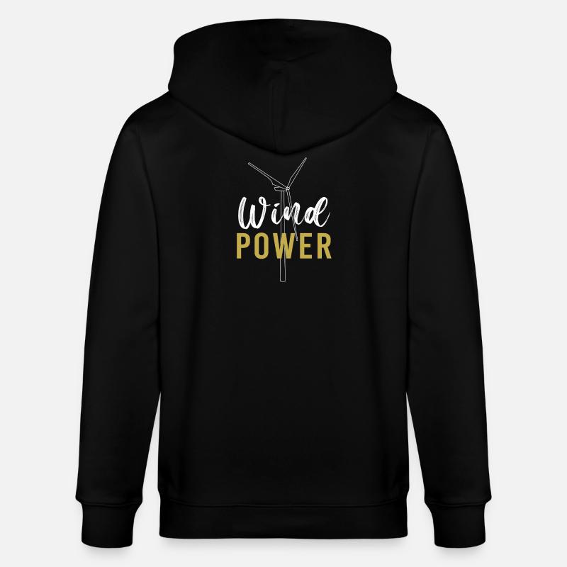 Éolienne, énergie éolienne, énergie éolienne - Veste à capuche bio CULTIVATOR Stanley/Stella Unisexe - noir