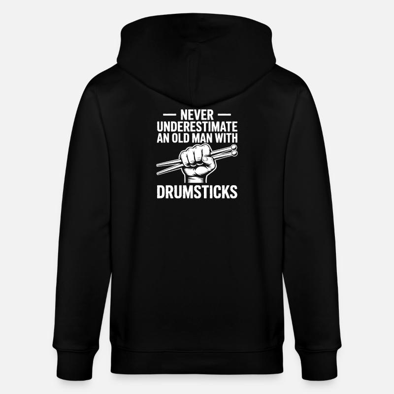 Drummer Spruch Lustiges Schlagzeuger Geschenk - Stanley/Stella Unisex Bio-Kapuzenjacke CULTIVATOR  - Schwarz