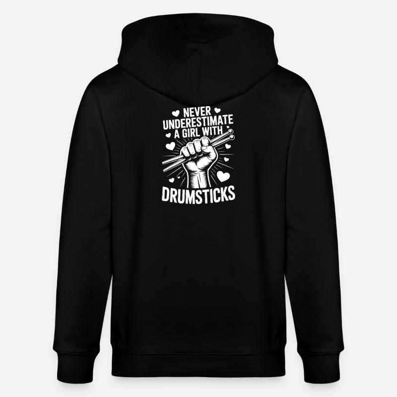 Drummer Saying Funny Drummer Gift - Stanley/Stella CULTIVATOR Unisex Organic Hooded Jacket - black